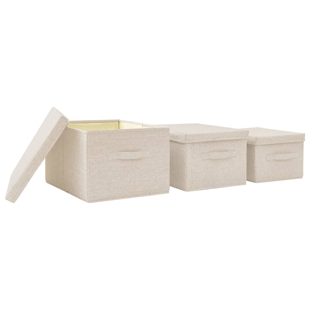8720286505427_g_en_hd_5 vidaXL Stackable Storage Box Set of 3 Piece Fabric Cream - Image 7