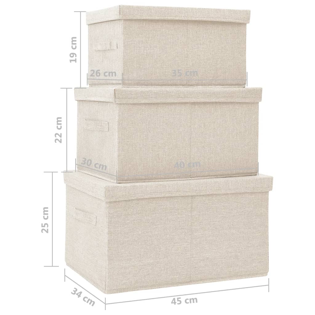 8720286505427_g_en_hd_9 vidaXL Stackable Storage Box Set of 3 Piece Fabric Cream - Image 11