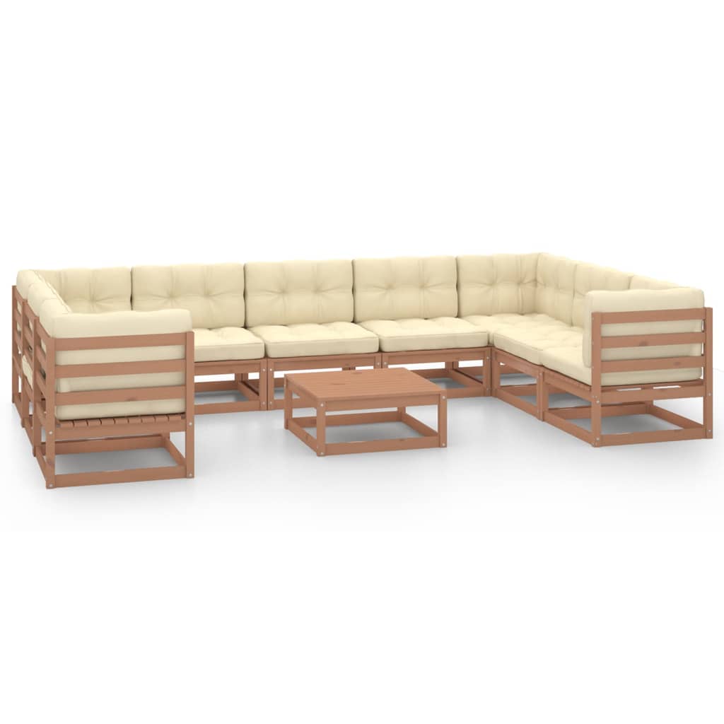 8720286507391_a_en_hd_1 vidaXL 10 Piece Garden Lounge Set&Cushions Honey Brown Solid Pinewood - Image 2