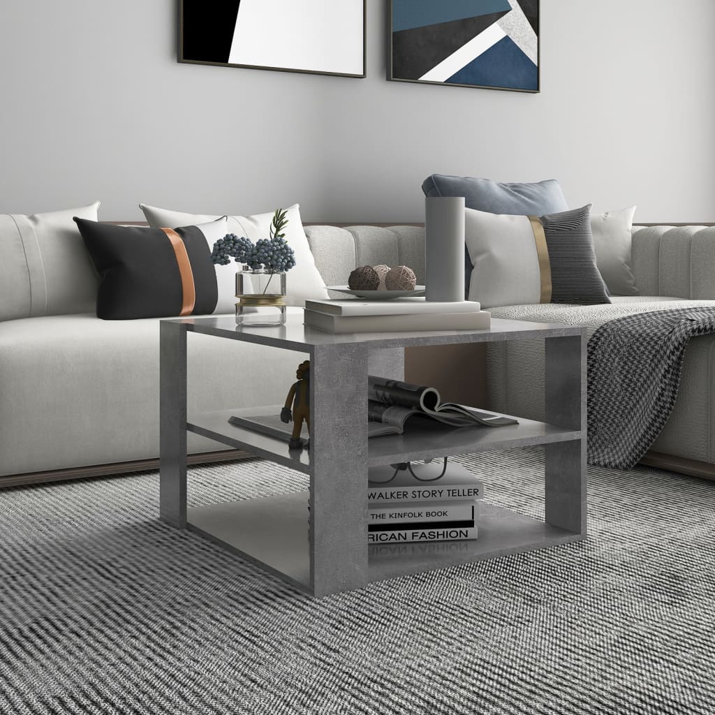 vidaXL Coffee Table Concrete Grey 60x60x40 cm Engineered Wood