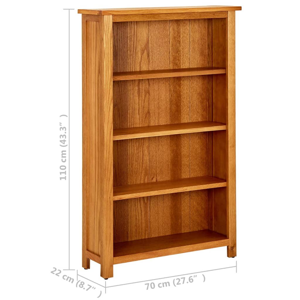 8720286542989_g_en_hd_5 vidaXL 4-Tier Bookcase 70x22x110 cm Solid Oak Wood - Image 7