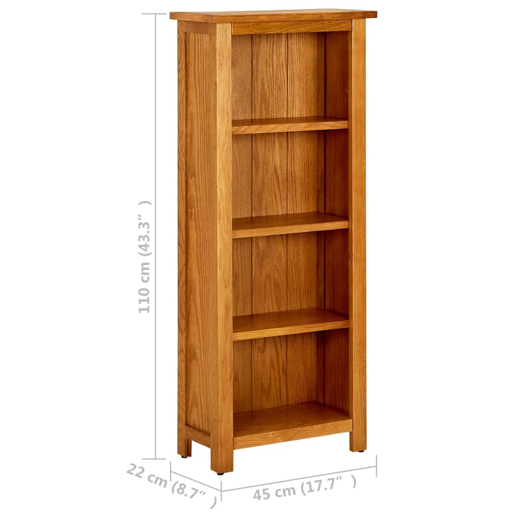 8720286543030_g_en_hd_5 vidaXL 4-Tier Bookcase 45x22x110 cm Solid Oak Wood - Image 7
