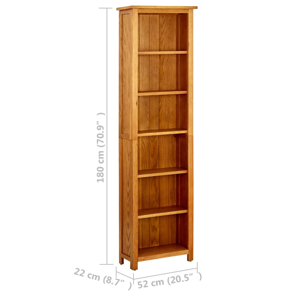 8720286543054_g_en_hd_5 vidaXL 6-Tier Bookcase 52x22x180 cm Solid Oak Wood - Image 7
