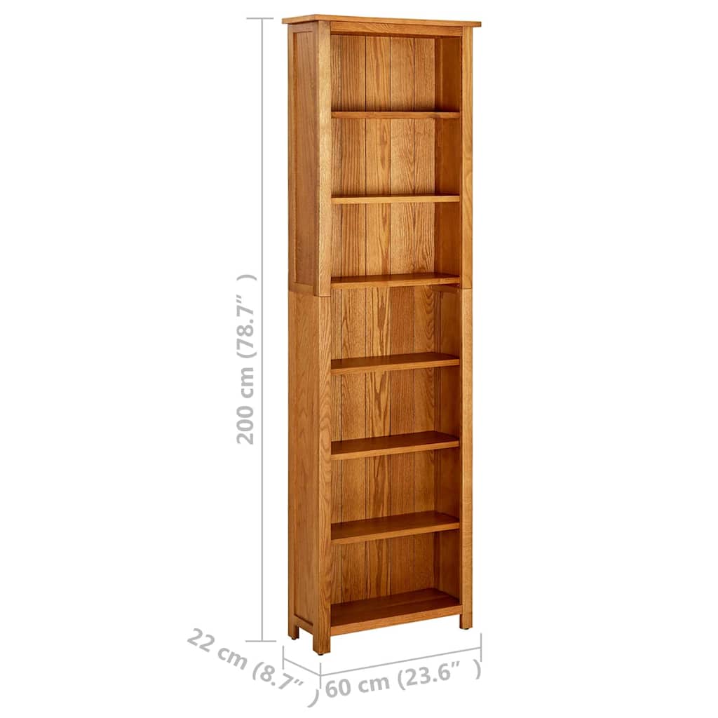 8720286543061_g_en_hd_5 vidaXL 7-Tier Bookcase 60x22x200 cm Solid Oak Wood - Image 7