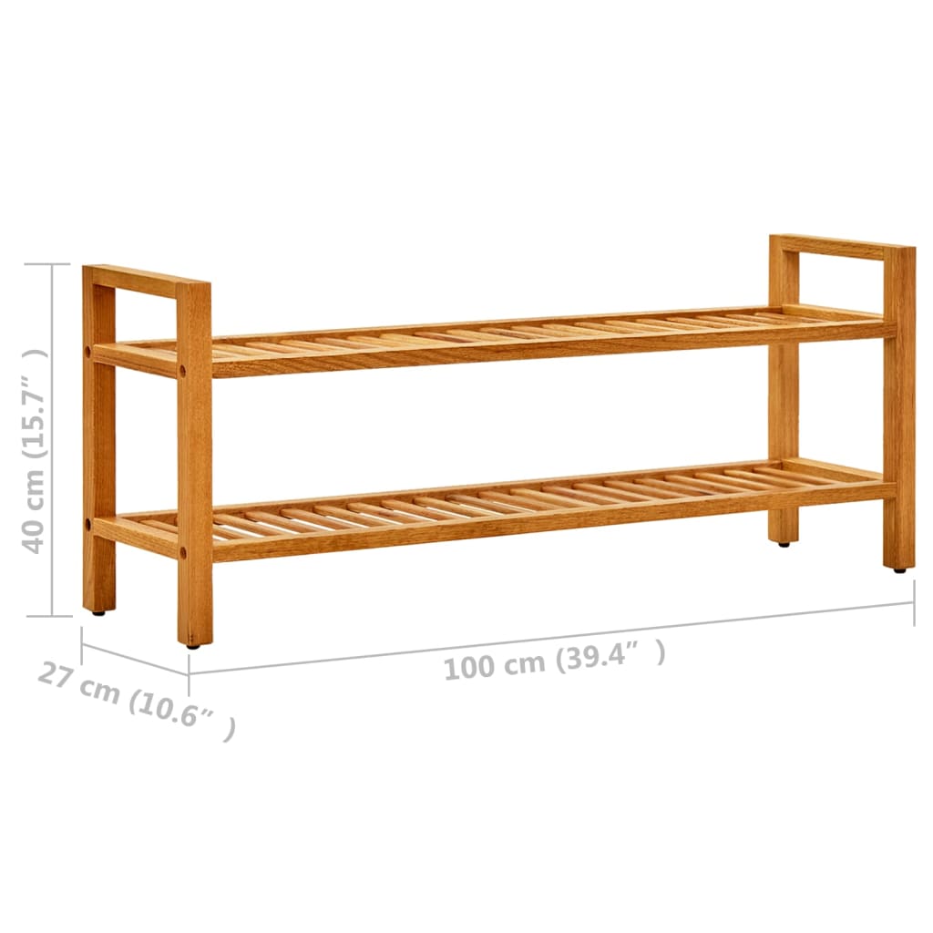 8720286543115_g_en_hd_5 vidaXL Shoe Rack with 2 Shelves 100x27x40 cm Solid Oak Wood - Image 7
