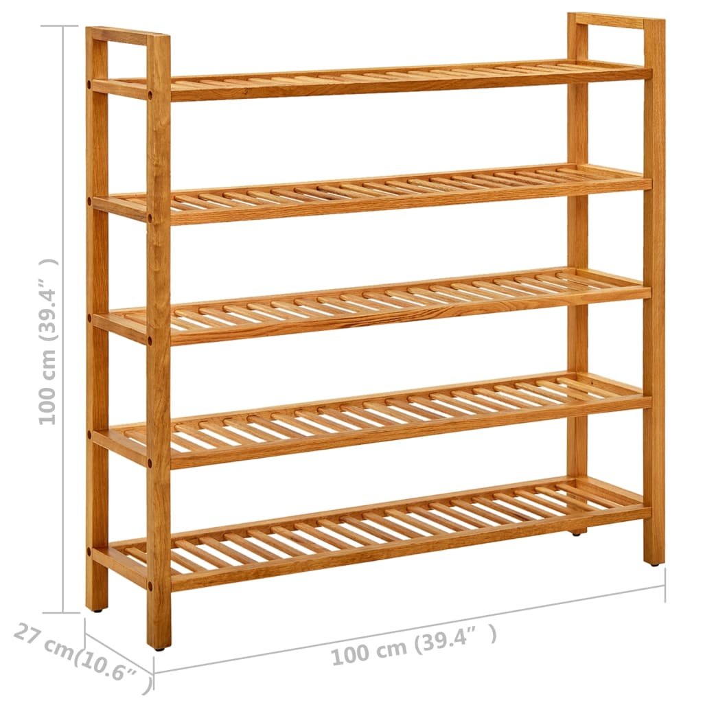 8720286543146_g_en_hd_5 vidaXL Shoe Rack with 5 Shelves 100x27x100 cm Solid Oak Wood - Image 7