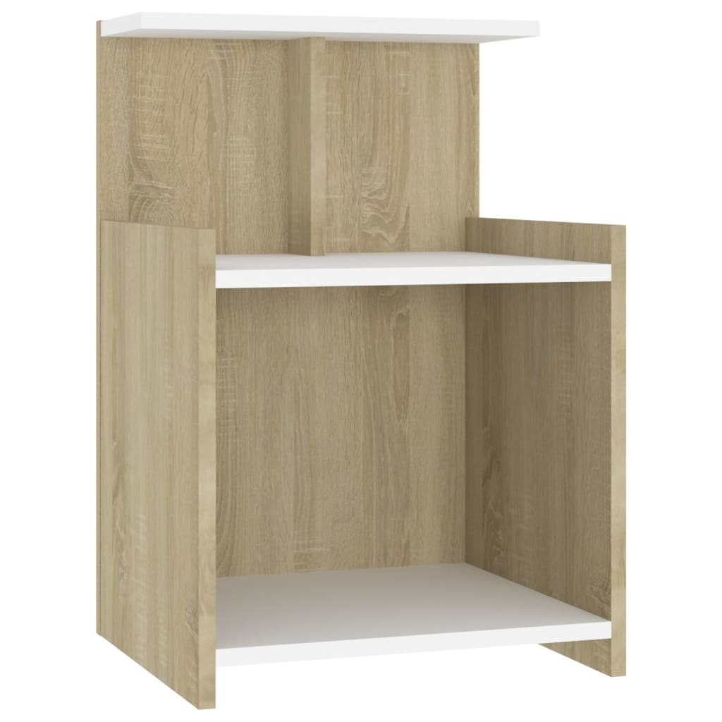 8720286557907_a_en_hd_1 vidaXL Bed Cabinet White and Sonoma Oak 40x35x60 cm Engineered Wood - Image 2
