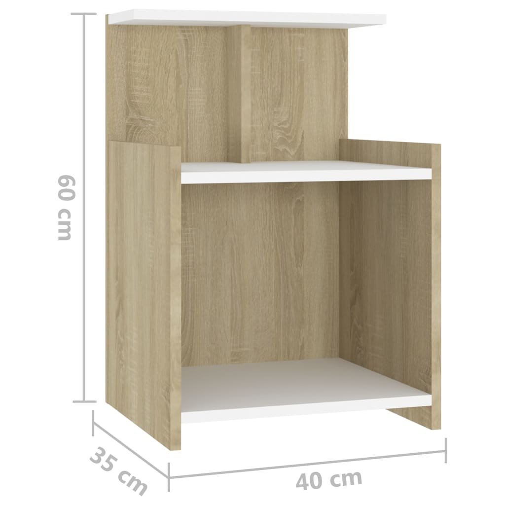 8720286557907_g_en_hd_4 vidaXL Bed Cabinet White and Sonoma Oak 40x35x60 cm Engineered Wood - Image 7