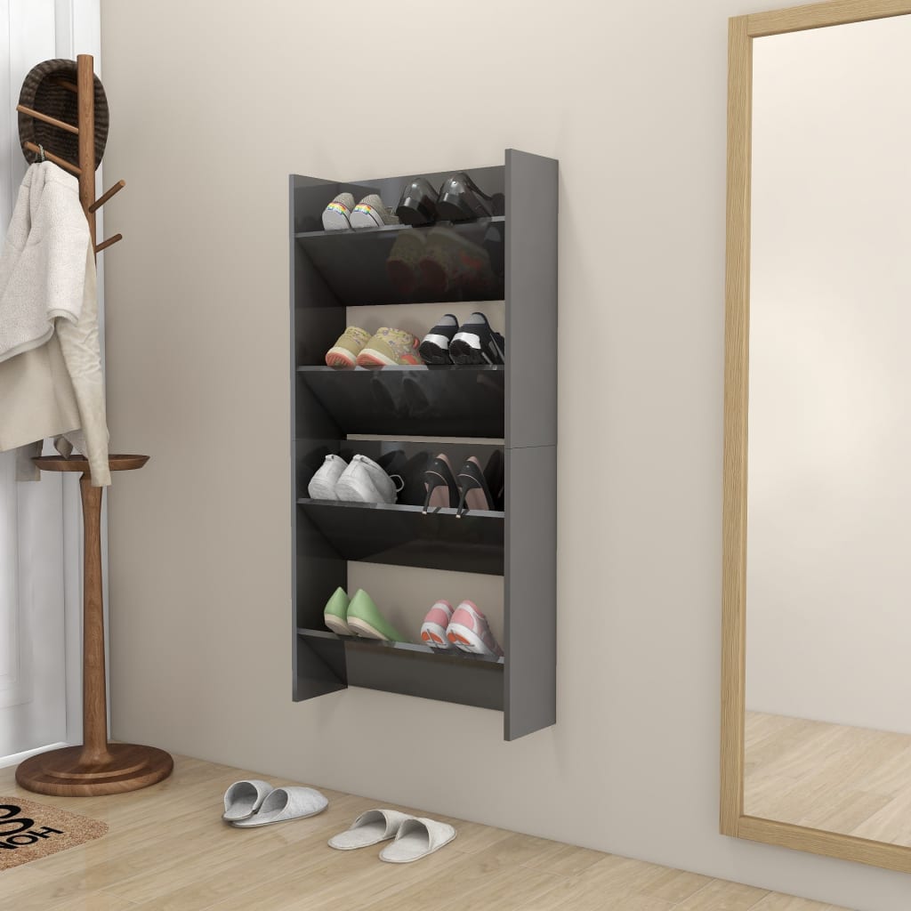 8720286559406_g_en_hd_1 vidaXL Wall Shoe Cabinets 2 pcs High Gloss Grey 60x18x60 cm Engineered Wood - Image 3