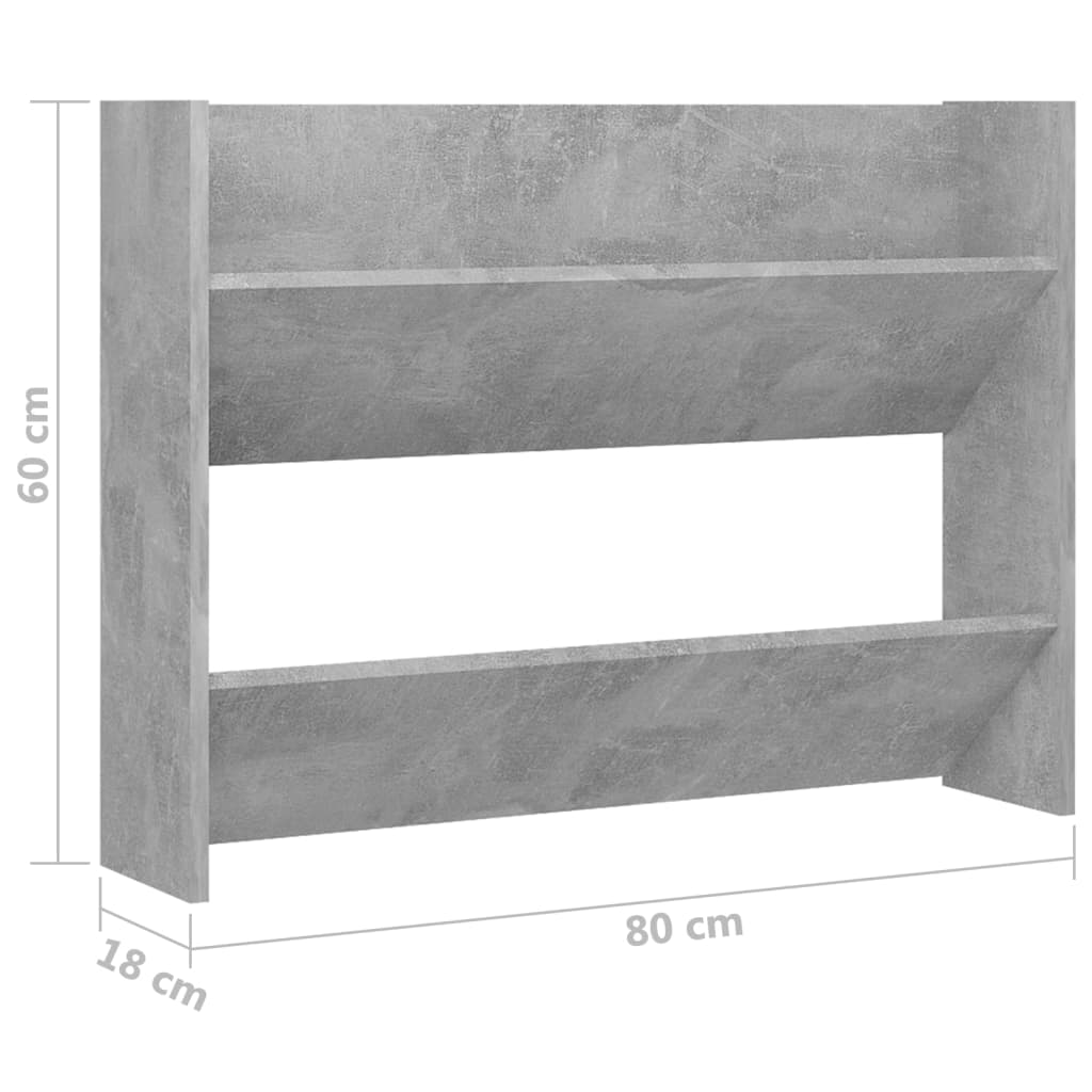 8720286559505_g_en_hd_4 vidaXL Wall Shoe Cabinet Concrete Grey 80x18x60 cm Engineered Wood - Image 7