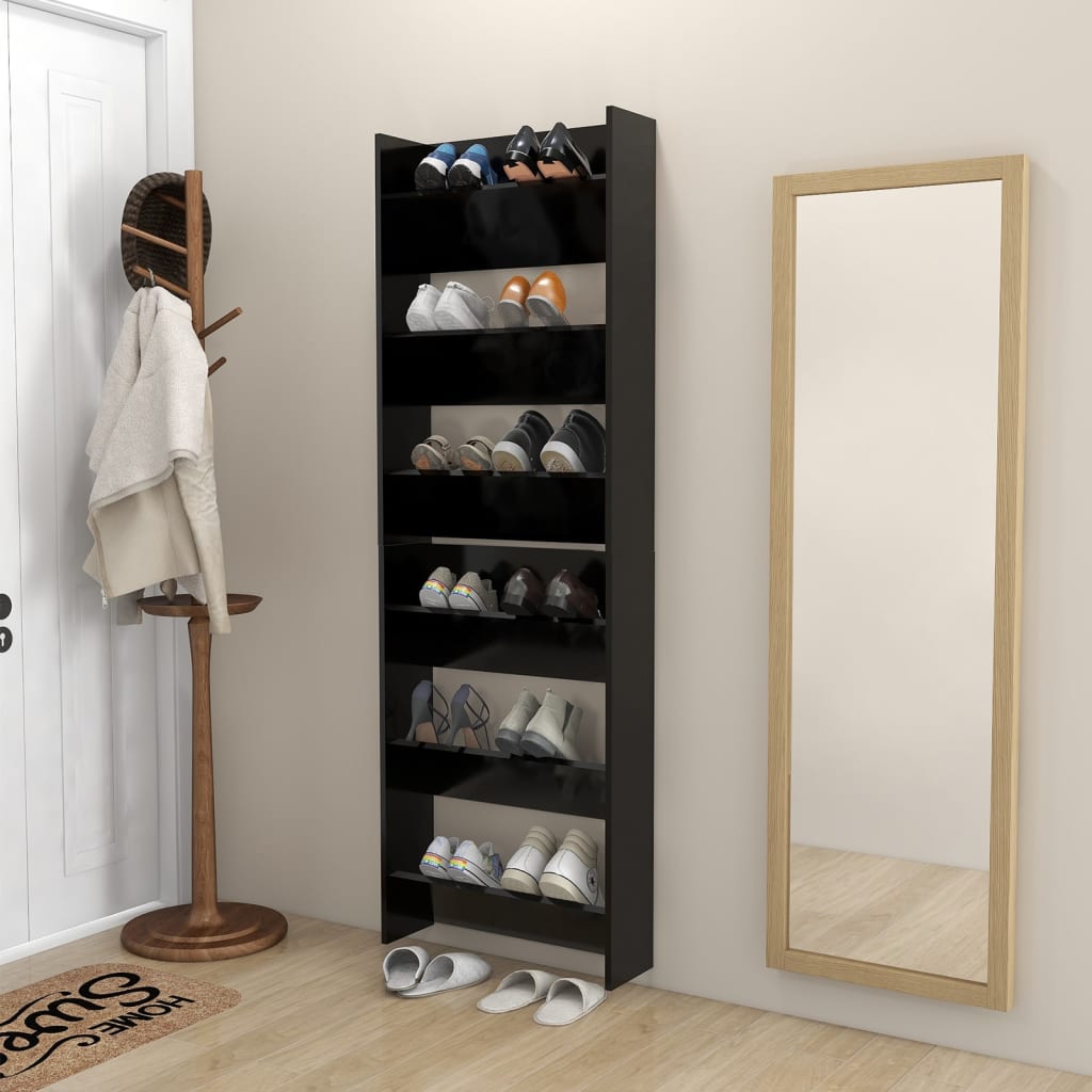 8720286559635_g_en_hd_2 vidaXL Wall Shoe Cabinets 2 pcs Black 60x18x90 cm Engineered Wood - Image 5