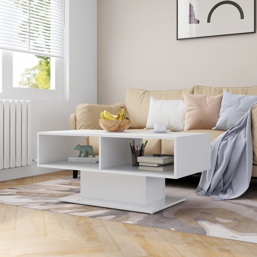 vidaXL Coffee Table White 103.5x50x44.5 cm Engineered Wood