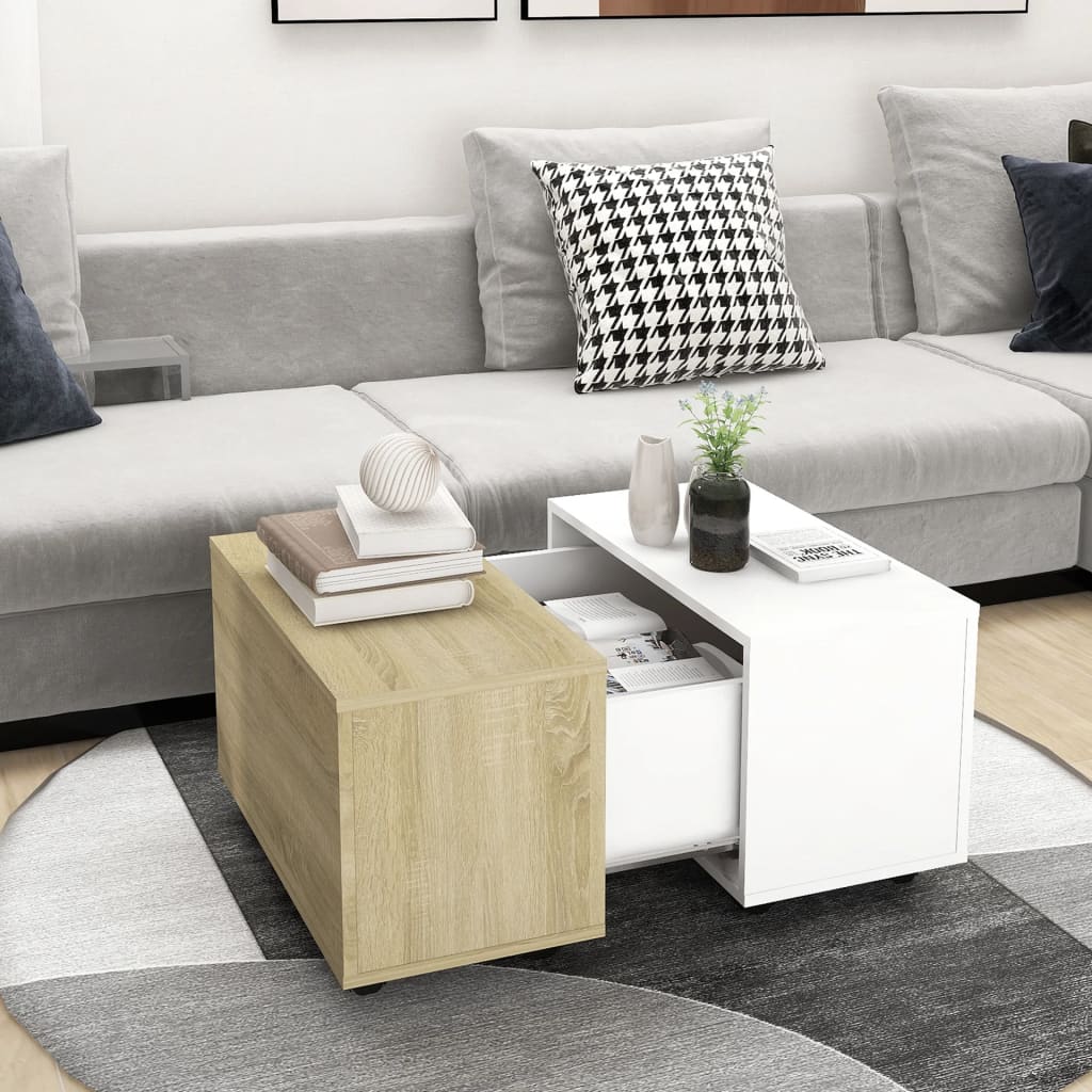 8720286560648_m_en_hd_1 vidaXL Coffee Table White and Sonoma Oak 60x60x38 cm Engineered Wood - Image 1