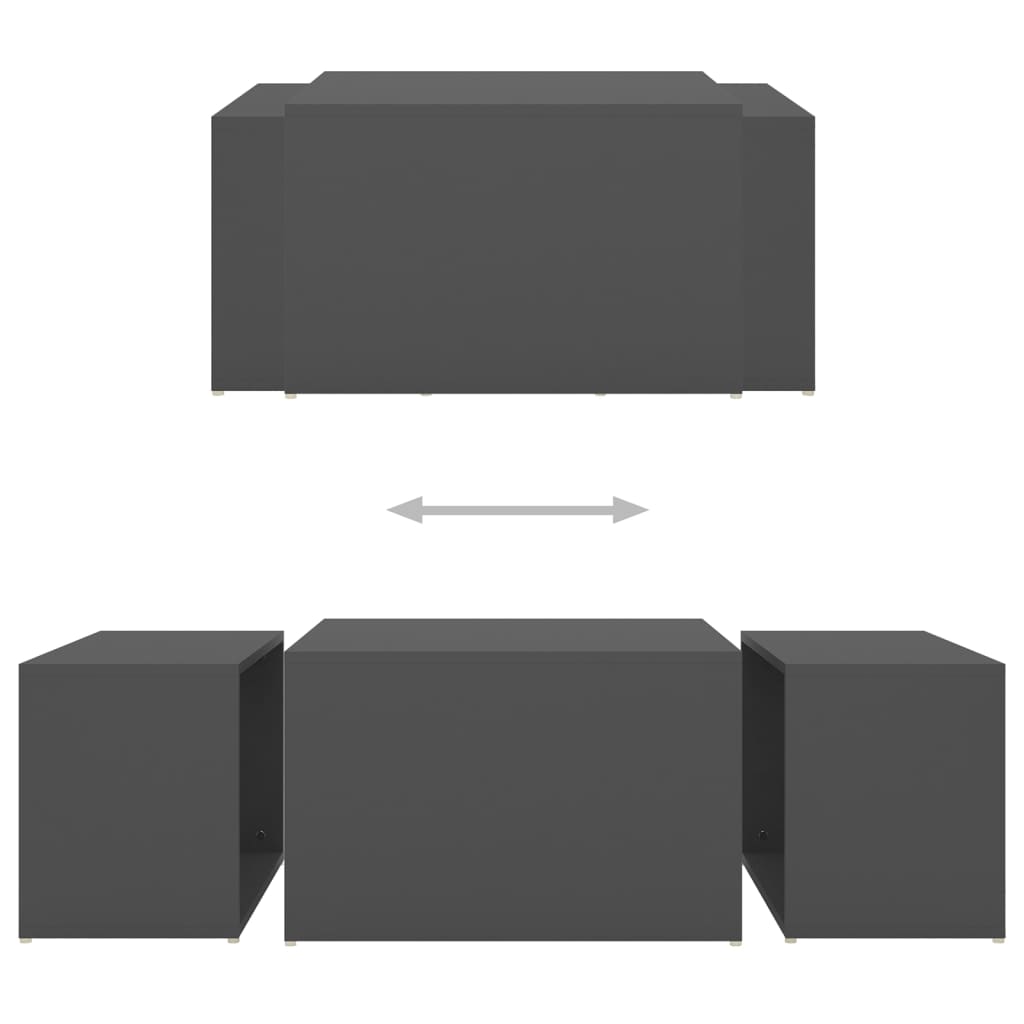 8720286560976_g_en_hd_5 vidaXL 3 Piece Nesting Coffee Table Set Grey 60x60x38 cm Engineered Wood - Image 7