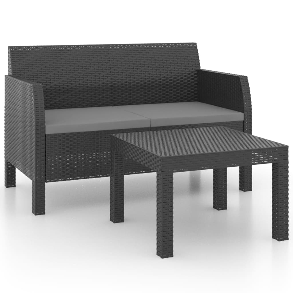 8720286562376_a_en_hd_1 vidaXL 2 Piece Garden Lounge Set with Cushions PP Rattan Anthracite - Image 2