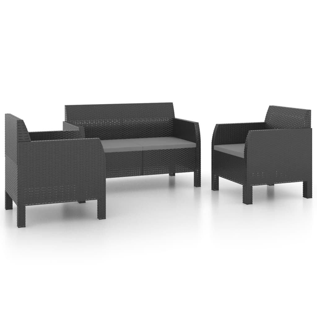 8720286562413_a_en_hd_1 vidaXL 3 Piece Garden Lounge Set with Cushions PP Rattan Anthracite - Image 2