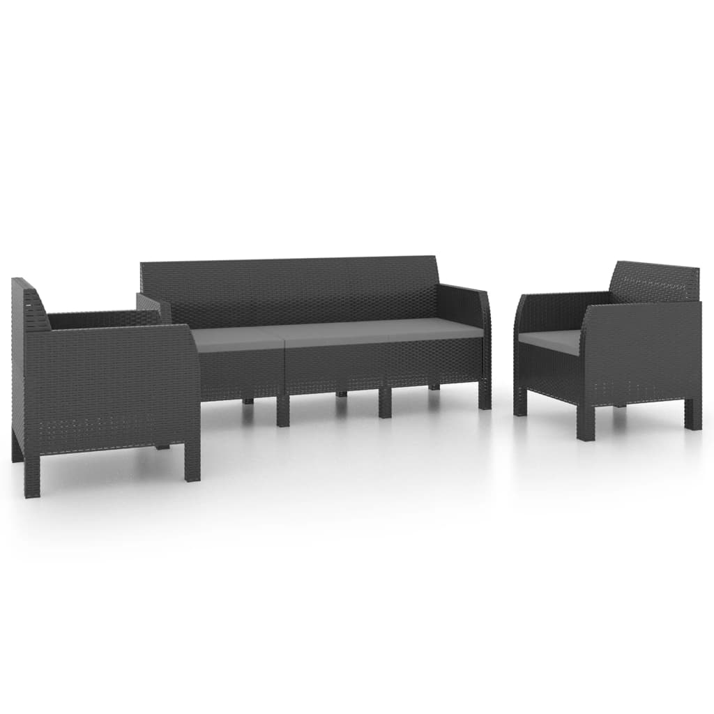8720286562420_a_en_hd_1 vidaXL 3 Piece Garden Lounge Set with Cushions PP Rattan Anthracite - Image 2