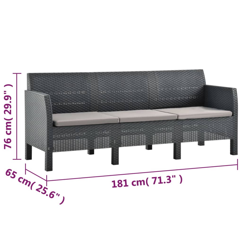 8720286562420_g_en_hd_10 vidaXL 3 Piece Garden Lounge Set with Cushions PP Rattan Anthracite - Image 12