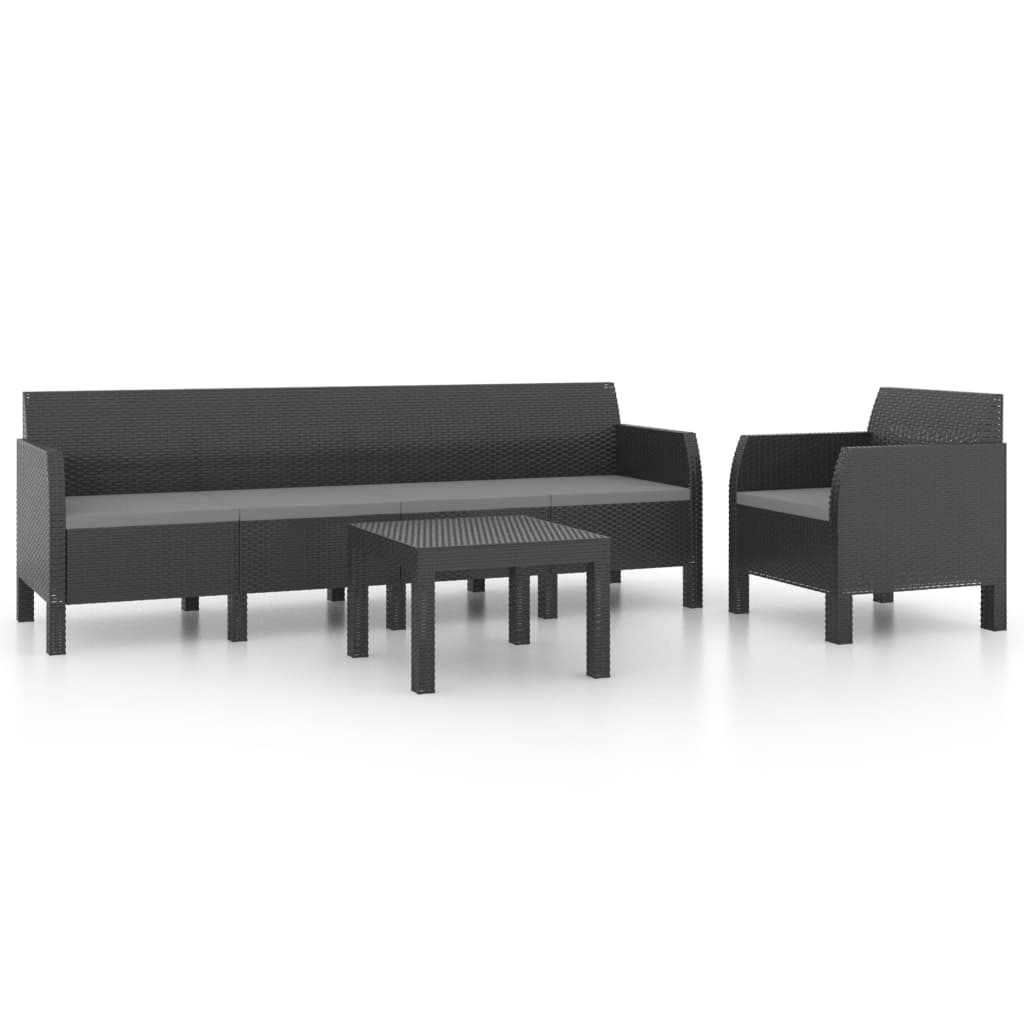 8720286562444_a_en_hd_1 vidaXL 3 Piece Garden Lounge Set with Cushions PP Rattan Anthracite - Image 2