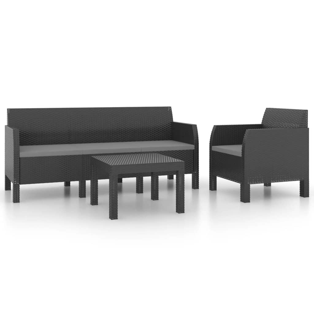 8720286562482_a_en_hd_1 vidaXL 3 Piece Garden Lounge Set with Cushions PP Rattan Anthracite - Image 2