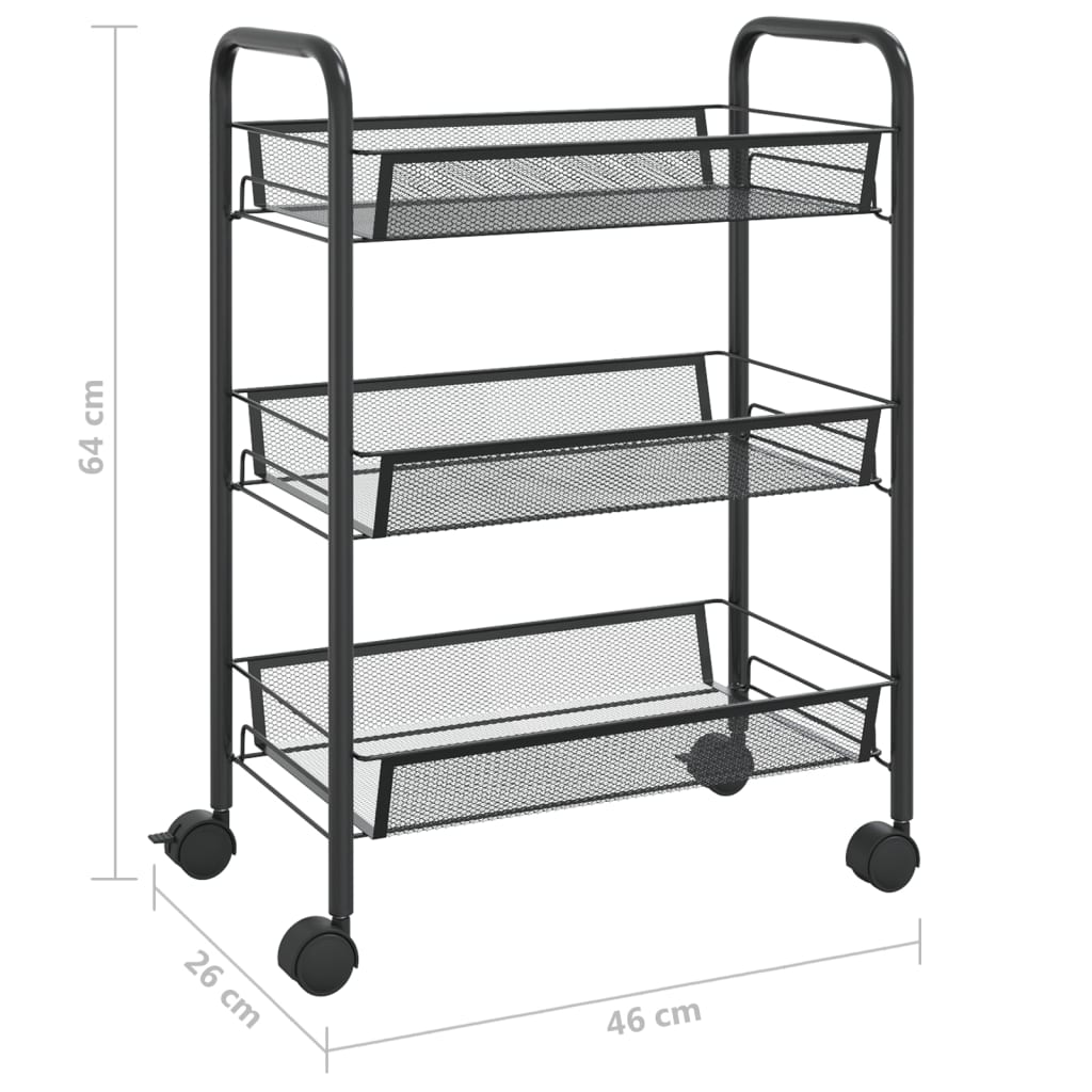8720286562765_g_en_hd_5 vidaXL 3-Tier Kitchen Trolley Black 46x26x64 cm Iron - Image 7