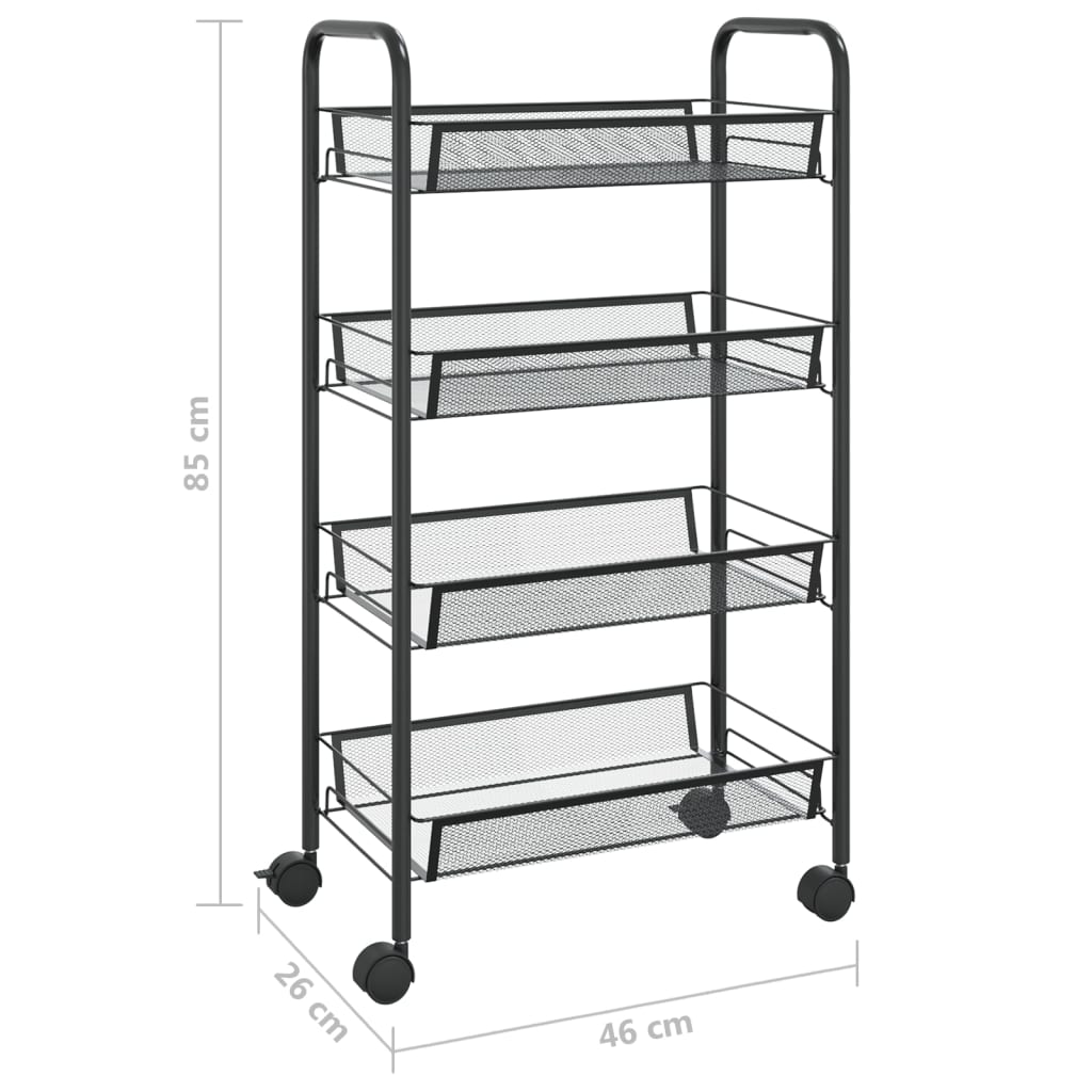 8720286562796_g_en_hd_5 vidaXL 4-Tier Kitchen Trolley Black 46x26x85 cm Iron - Image 7
