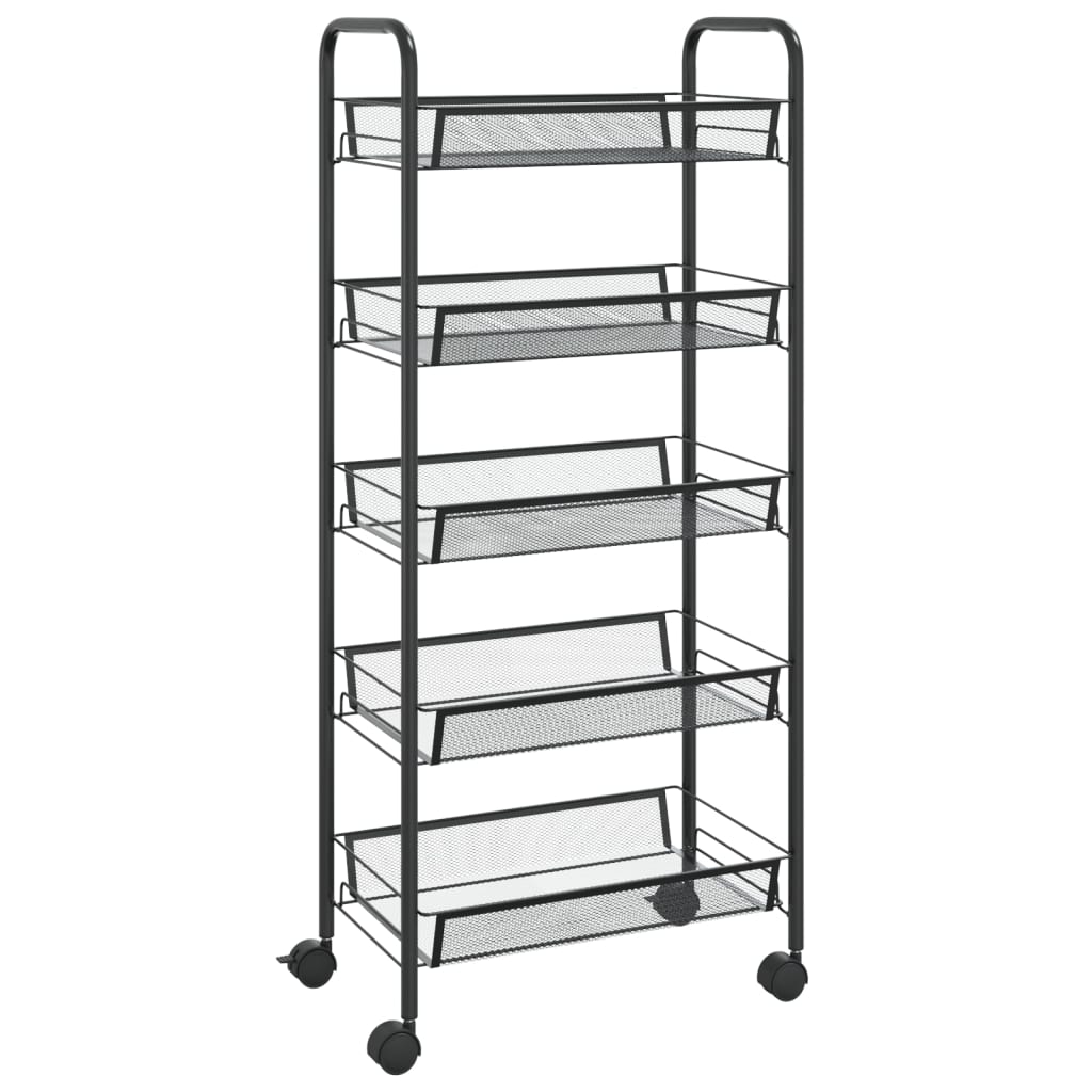 8720286562826_a_en_hd_1 vidaXL 5-Tier Kitchen Trolley Black 46x26x105 cm Iron - Image 2