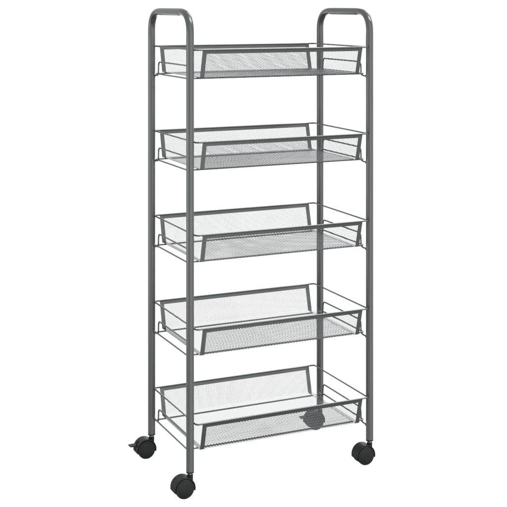8720286562840_a_en_hd_1 vidaXL 5-Tier Kitchen Trolley Grey 46x26x105 cm Iron - Image 2