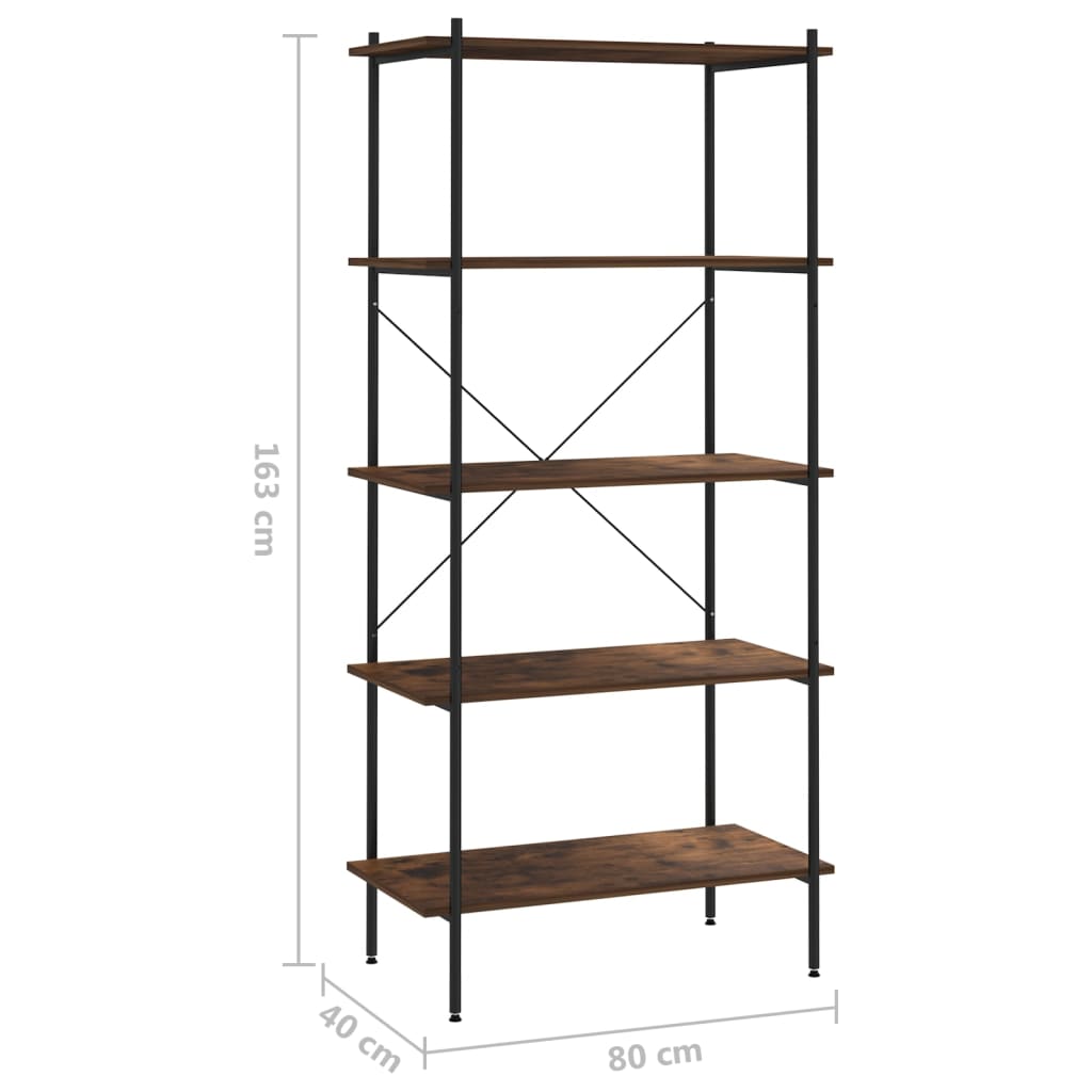 8720286563038_g_en_hd_5 vidaXL 5-Tier Shelving Unit Black and Dark Wood 80x40x163 cm - Image 8