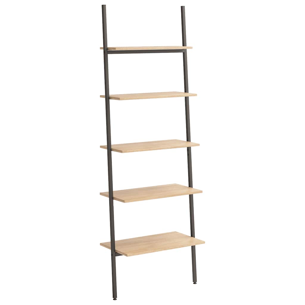 8720286563304_a_en_hd_1 vidaXL 5-Tier Leaning Shelf Light Brown and Black 64x34x185.5 cm - Image 2