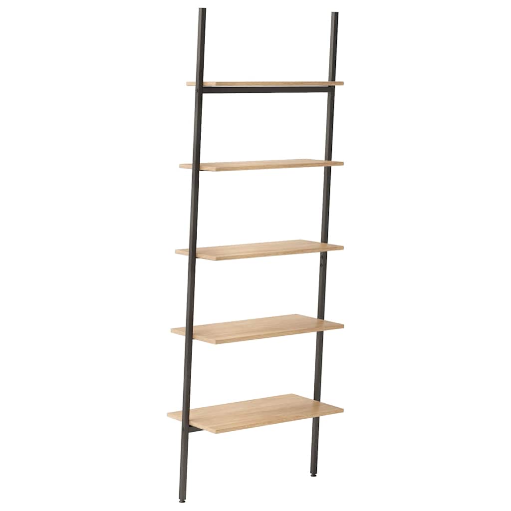 8720286563304_g_en_hd_3 vidaXL 5-Tier Leaning Shelf Light Brown and Black 64x34x185.5 cm - Image 6