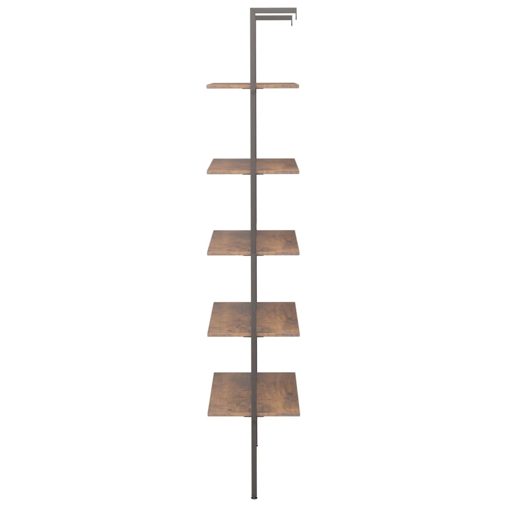 8720286563403_g_en_hd_2 vidaXL 5-Tier Leaning Shelf Dark Brown and Black 64x35x185 cm - Image 5