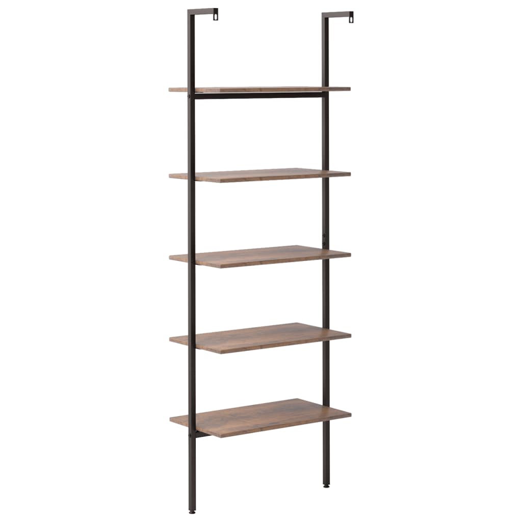 8720286563403_g_en_hd_3 vidaXL 5-Tier Leaning Shelf Dark Brown and Black 64x35x185 cm - Image 6