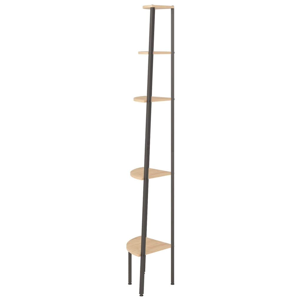 8720286563489_g_en_hd_2 vidaXL 5-Tier Corner Shelf Light Brown and Black 45.5x31.5x180 cm - Image 5