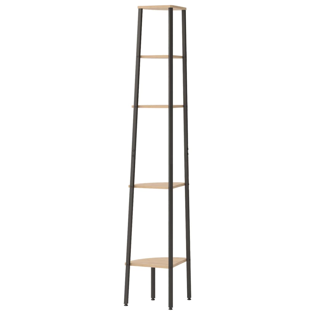 8720286563489_g_en_hd_3 vidaXL 5-Tier Corner Shelf Light Brown and Black 45.5x31.5x180 cm - Image 6