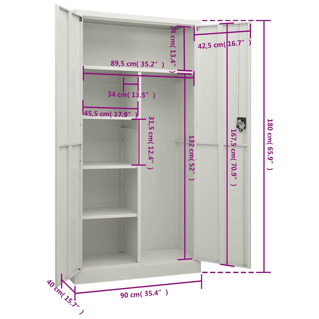 8720286564028_g_en_hd_7 vidaXL Locker Cabinet Light Grey 90x40x180 cm Steel - Image 9
