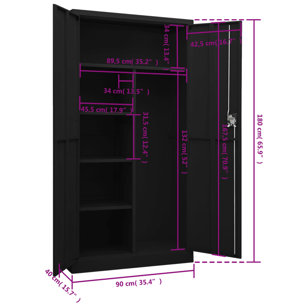 8720286564035_g_en_hd_7 vidaXL Locker Cabinet Black 90x40x180 cm Steel - Image 9