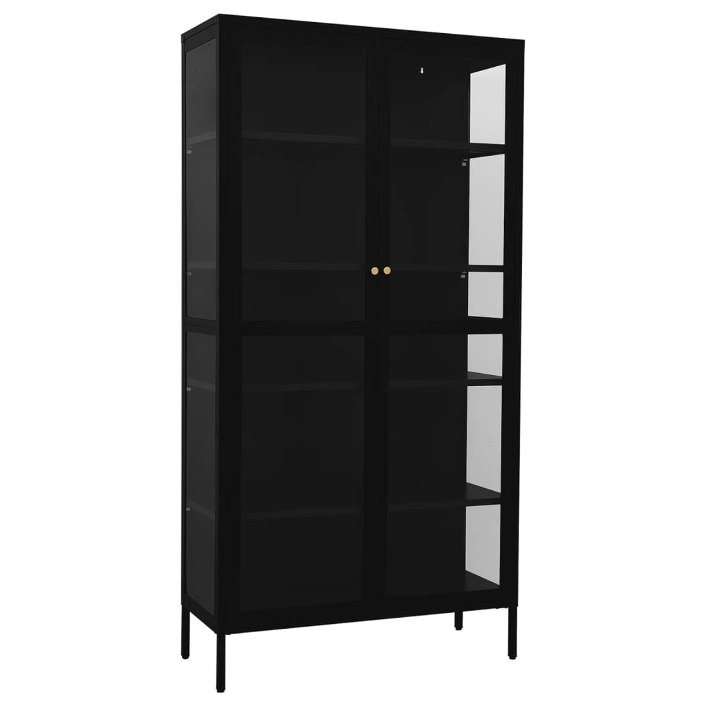 8720286564448_a_en_hd_1 vidaXL Display Cabinet Black 90x40x180 cm Steel and Tempered Glass - Image 2