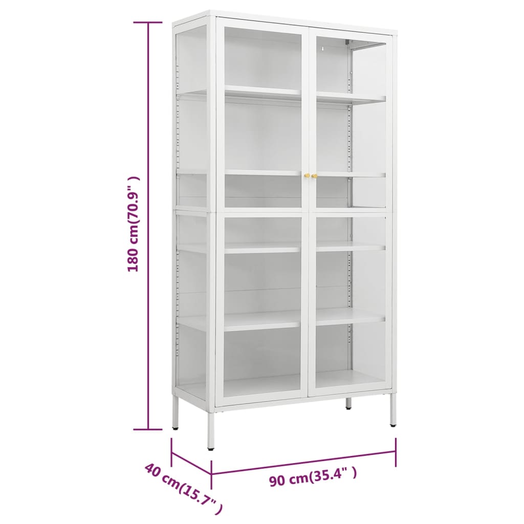 8720286564455_g_en_hd_8 vidaXL Display Cabinet White 90x40x180 cm Steel and Tempered Glass - Image 11