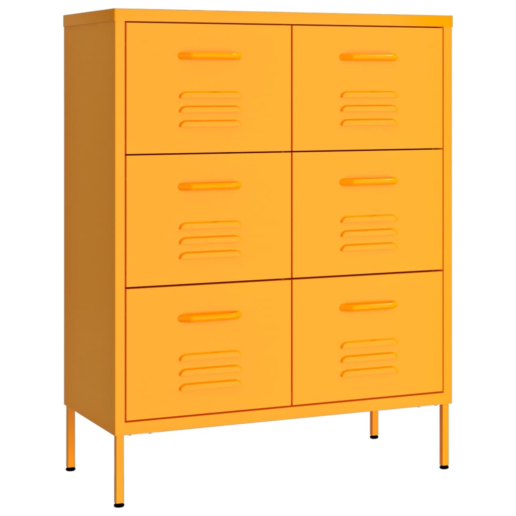 8720286564585_a_en_hd_1 vidaXL Drawer Cabinet Mustard Yellow 80x35x101.5 cm Steel - Image 2