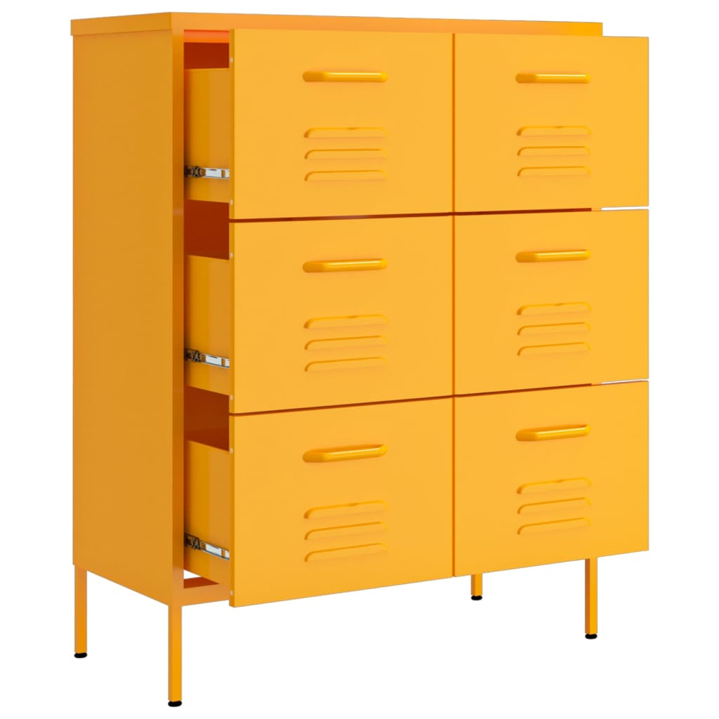 8720286564585_g_en_hd_4 vidaXL Drawer Cabinet Mustard Yellow 80x35x101.5 cm Steel - Image 7
