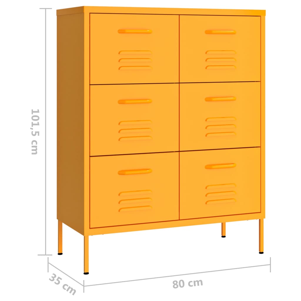 8720286564585_g_en_hd_7 vidaXL Drawer Cabinet Mustard Yellow 80x35x101.5 cm Steel - Image 10
