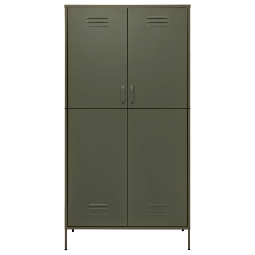 8720286565551_g_en_hd_1 vidaXL Wardrobe Olive Green 90x50x180 cm Steel - Image 4