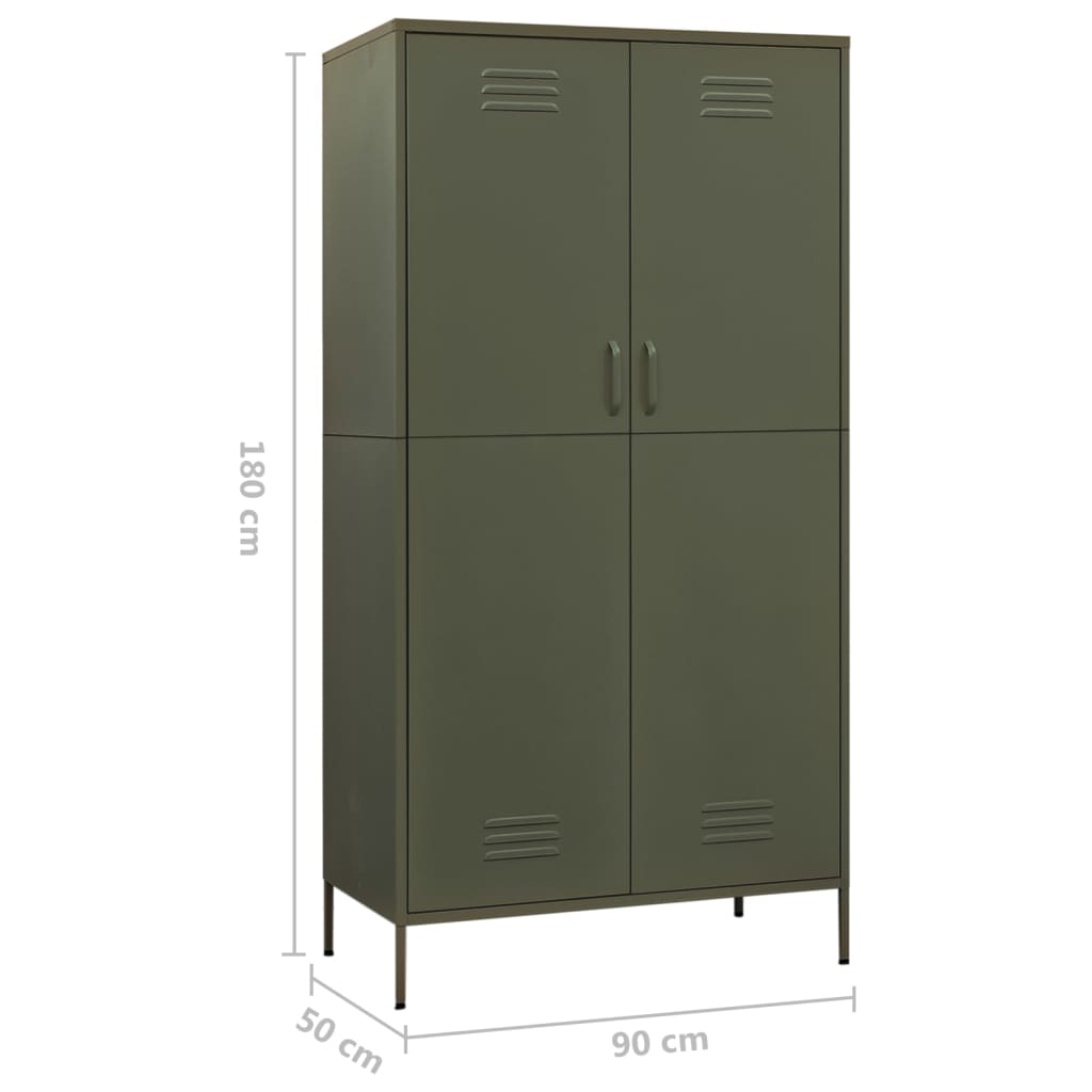 8720286565551_g_en_hd_8 vidaXL Wardrobe Olive Green 90x50x180 cm Steel - Image 11