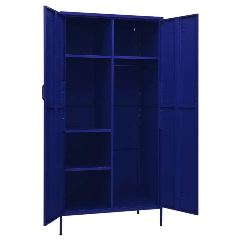 8720286565568_g_en_hd_4 vidaXL Wardrobe Navy Blue 90x50x180 cm Steel - Image 7