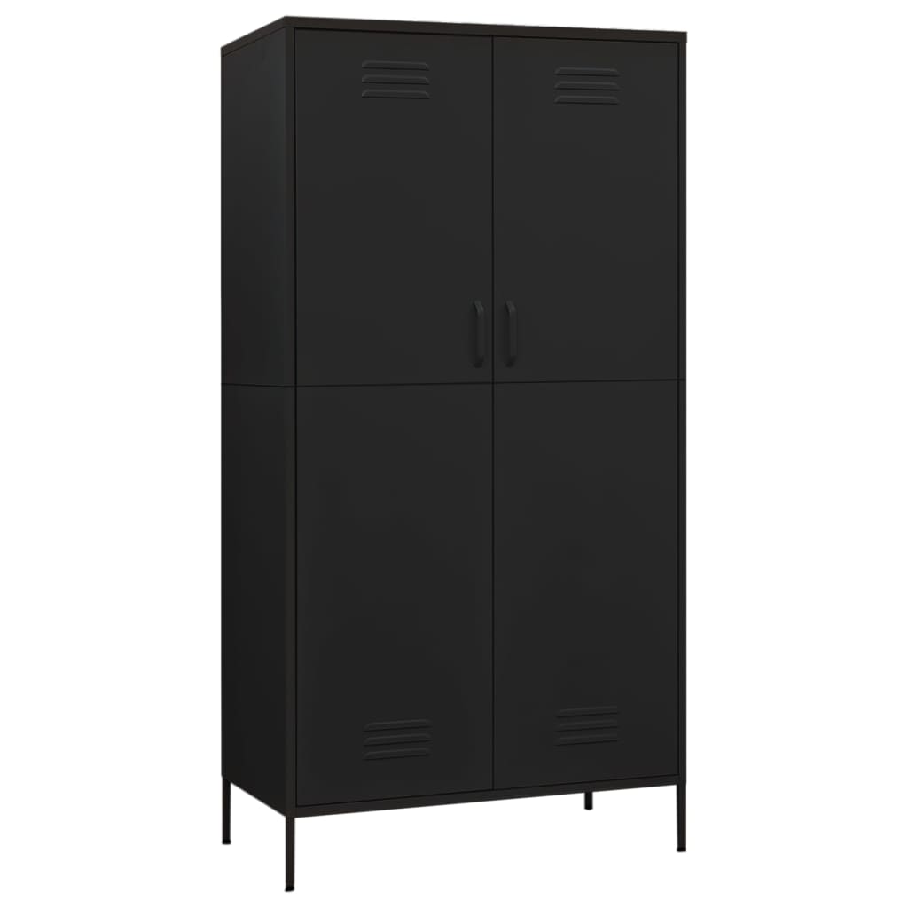 8720286565629_a_en_hd_1 vidaXL Wardrobe Black 90x50x180 cm Steel - Image 2