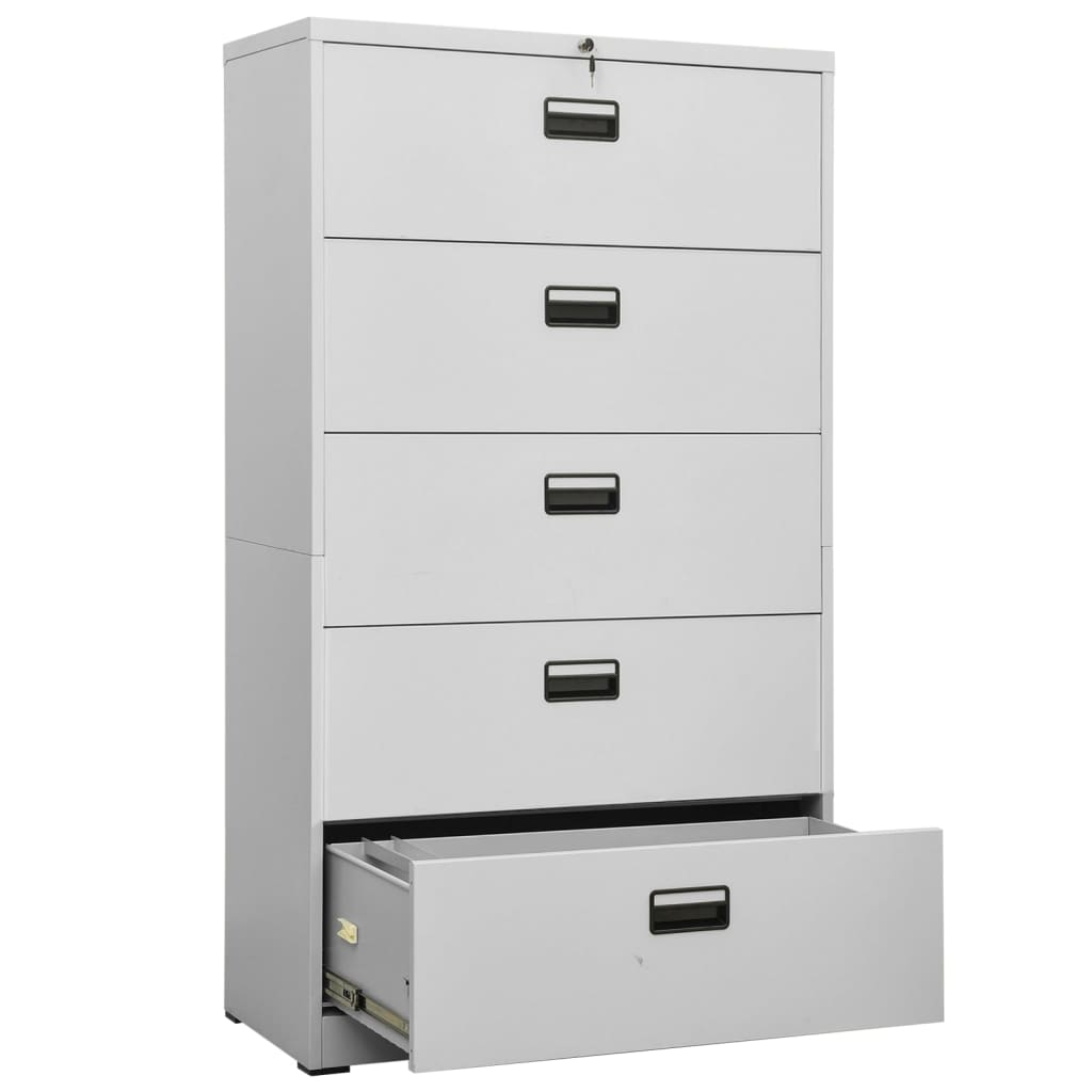 8720286566114_g_en_hd_4 vidaXL Filing Cabinet Light Grey 90x46x164 cm Steel - Image 6