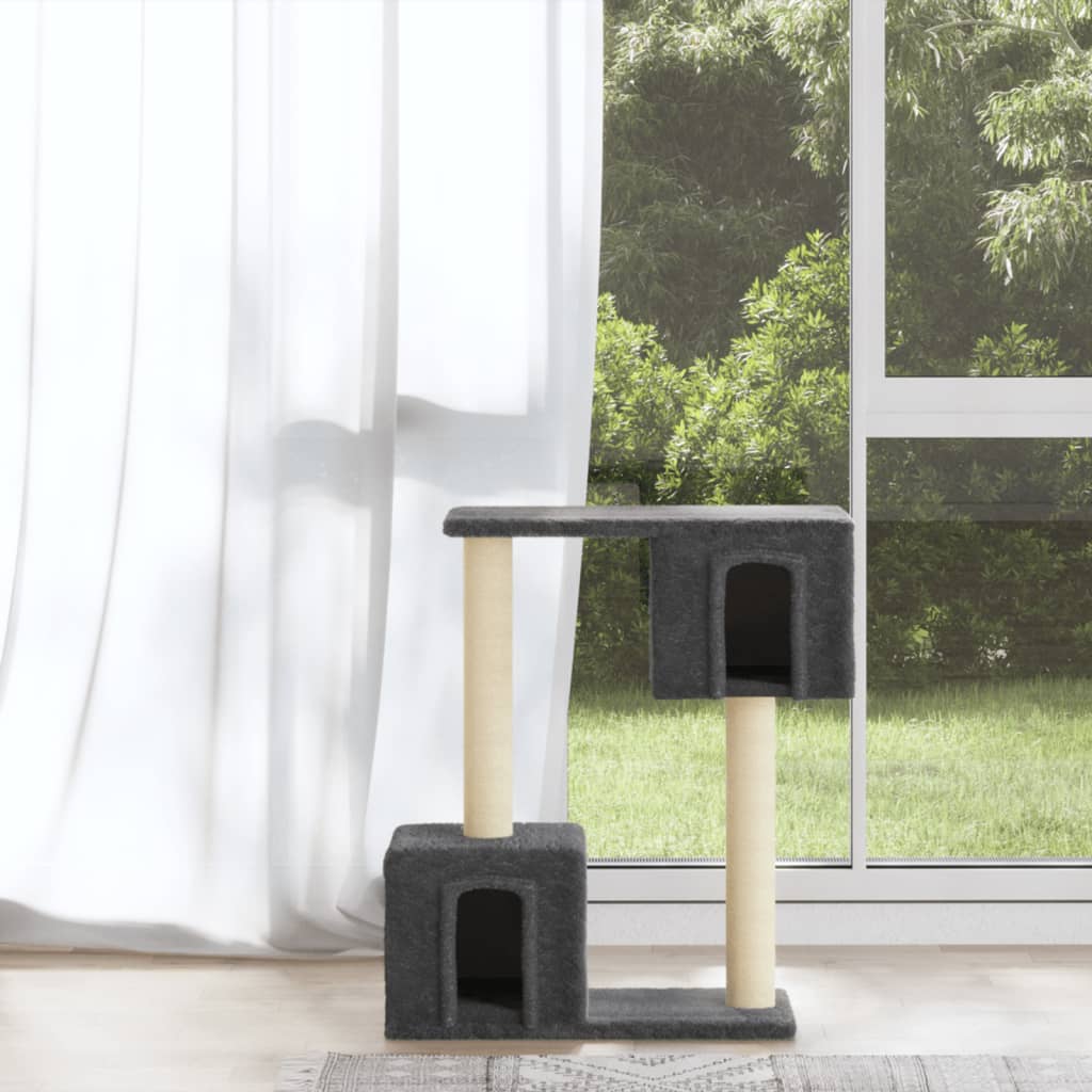 8720286566886_m_en_hd_1 vidaXL Cat Tree with Sisal Scratching Posts Dark Grey 60 cm - Image 1