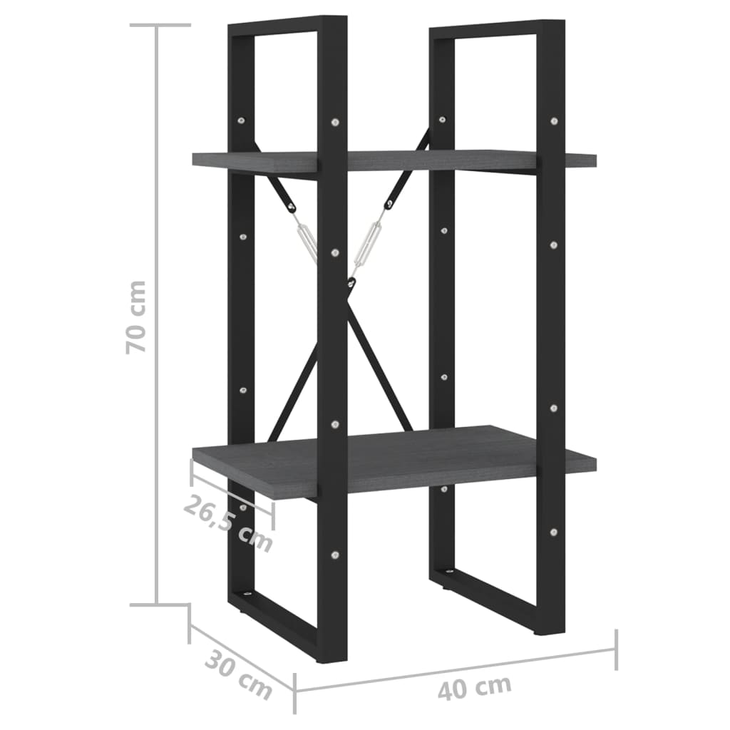 8720286567043_g_en_hd_6 vidaXL 2-Tier Book Cabinet Grey 40x30x70 cm Solid Pine Wood - Image 9