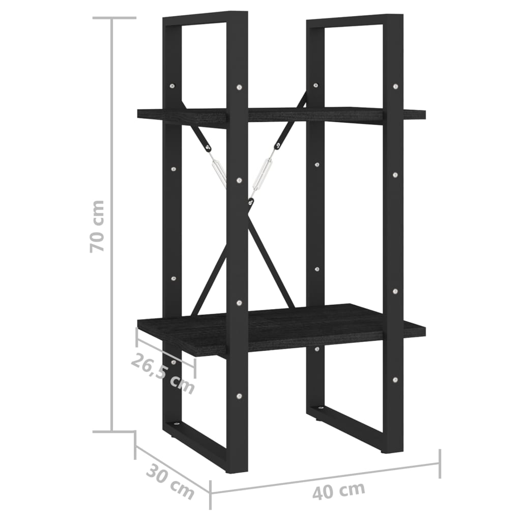 8720286567067_g_en_hd_6 vidaXL 2-Tier Book Cabinet Black 40x30x70 cm Solid Pine Wood - Image 9